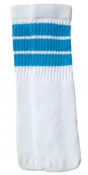 Kids White tube socks with Baby Blue stripes style 1
