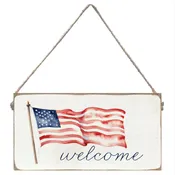 America Flag Welcome Twine Sign