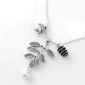 Acorns in Fall White Necklace & Earrings Set