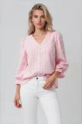BRISTOL women's vneck button down short sleeve chambray blouse