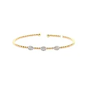 14K Two-Tone Gold Diamond Beaded Bangle Bracelet