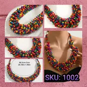 SKU: 1002 Bohemian Vintage Wooden Beaded Choker Necklace.
