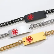 Engravable 316L Stainless Steel Curved Bar Medical ID Bracelet