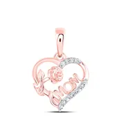 10k ROSE GOLD 1/20 CTW DIAMOND NK GIFT | MOM HEART PENDANT
