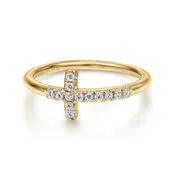 14K Y Gold 0.12ctw G/SI2 Diamond Cross Ring