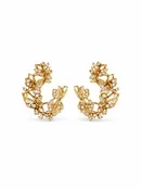 Floral Diamond Hoop Earrings Yellow Gold