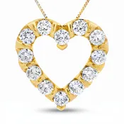 10K Yellow Gold Lab Grown Diamond Heart Pendant 1.02ctw