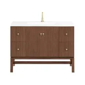 Avanity Kenzo 47 inch Single Sink Bath Vanity Set in Walnut with White Solid Surface Top KENZO-VS47-WA
