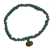 Alex Carol Jewelry 4MM Gold Ball Bracelet With Turquoise Glass Stone B2405TQ