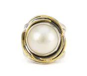 mixed metal pearl birdsnest ring | Rings | Margaret Ellis Jewelry