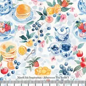 Afternoon Tea Rayon Fabric by the Yard - NinthIsle Inspiration Exclusive Elegant Art Bulk Order Available