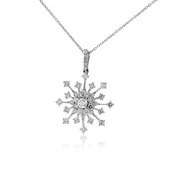 18K White Gold 1.00 Carat Diamond Snowflake Pendant with Chain