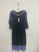 41 Hawthorn  SIZE  1X Black Blue/Lavender Embroidered Plus Size Dress