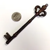 101mm Rustic Fleur de Lis French Keys Pendant Charms, pack of 2