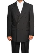 Black Regular Fit Double Breasted 2 Piece Suit