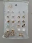 12 Pair Gold Stud Earrings Mixed on Card $1 ea
