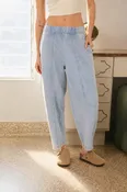 ACID WASHED ELASTIC WAIST KNIT JOGGERS