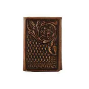 3D Brown Basket Weave & Floral Tooled Trifold Wallet