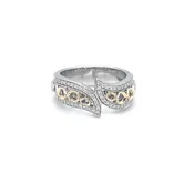 14K Gold and Sterling Silver Diamond Bypass Ring