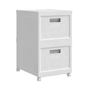 Collapsible & Stackable Plastic File Boxes with Wheels and Lids, Set of 2 Includes 10 Plastic Hanging Files, Portable Filing Storage Organizer for Home