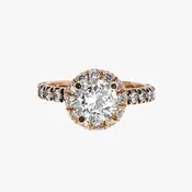 14KT Rose Gold 1.07CTW Earth Mined Round Cut Halo Diamond Engagement Ring Setting