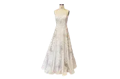 Strapless Rose Motif Beaded Gown