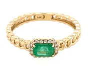 14K Chain Link Emerald Ring