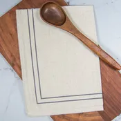 Charcoal Two Stripe Border on Natural Tea Towel