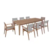 9pc Mid-Century Teak Dining Set – Piedra Table & Danish Chairs