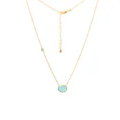 Aqua Chalcedony Oval Pendant with White Topaz