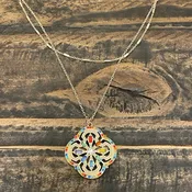 15"-17" Flower Shape Glass Stone Necklace