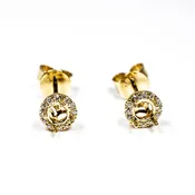 14K Gold Diamond Halo Earring Settings – Semi-Mount Stud Earrings