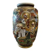 12.5" Japanese Taisho Satsuma Moriage Vase