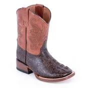 Boone Caiman Hornback Print Brown with Cognac Top