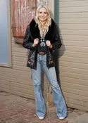 Embroidered Black Leather &amp; Fox Jacket