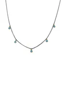 18k Bezel Set Turquoise on Silver Chain Station Necklace