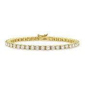10 Ctw Square Shape Round Cut Diamond Tennis Bracelet in 14K Yellow Gold
