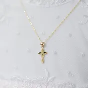 14k Gold Scalloped Cross & Chain
