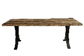 Reclaimed Wire Brushed Oak Dining Table – Handcrafted with Custom Steel Taper Legs