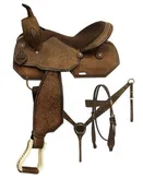 #07716: 16" Pleasure style saddle with tooled rough out leather