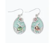 Aqua Resin Drop Earrings with Abalone Turtles