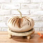 10" Beige Velvet Pumpkin