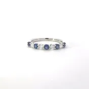 14 Karat White Gold alternating Sapphire & Diamond ring.