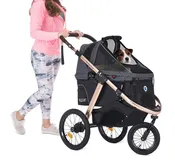 ♻️ Factory Refurnished - HPZ™ PET ROVER RUN Performance Jogging Sports Stroller for Small/Medium Dogs, Cats and Pets (Black)
