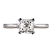 14K White Gold Square Radiant Solitaire Engagement Ring