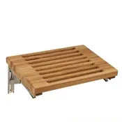 18" Wall Mount Fold Down Teak Shower Bench with Elegant Slot Openings