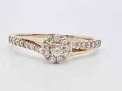 10K Rose Gold Diamond Promise Ring Natural Diamonds 0.25ctw cluster center Size 7