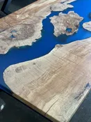 Maple Burl Clear Blue Island Table — Ed Allen Designs - Live Edge Hardwood Products
