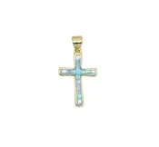 Abalone Mother of Pearl Cross on Gold Chain Necklace