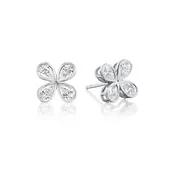 Famille Collection Pear-Shaped Diamond Flower Stud Earrings